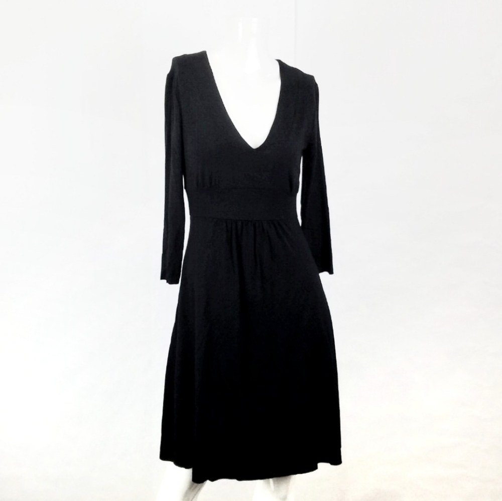Three Dots Black Classic V-Neck Jersey Knit Dress – Size XS